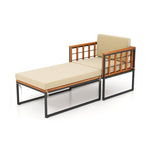  - Patio Acacia Wood Armchair with Long Ottoman and Seat Back Cushions - Outdoor Style Company