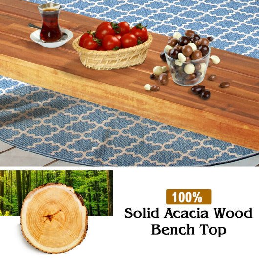  - Patio Acacia Wood Dining Bench Seat with Steel Legs - Outdoor Style Company