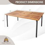  - Patio Acacia Wood Dining Table with Umbrella Hole and Metal Legs - Outdoor Style Company