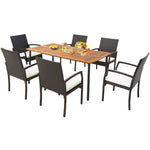  - Patio Acacia Wood Dining Table with Umbrella Hole and Metal Legs - Outdoor Style Company