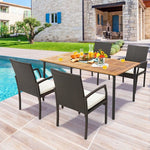  - Patio Acacia Wood Dining Table with Umbrella Hole and Metal Legs - Outdoor Style Company