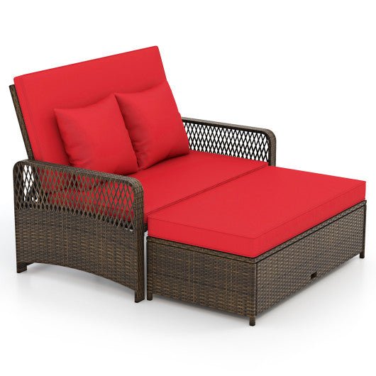  - Patio Adjustable Wicker Daybed with 4 - Level Backrest and Soft Cushions - Outdoor Style Company