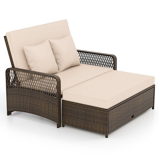  - Patio Adjustable Wicker Daybed with 4 - Level Backrest and Soft Cushions - Outdoor Style Company