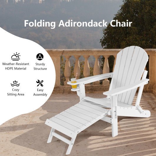  - Patio All - Weather Folding Adirondack Chair with Pull - Out Ottoman - Outdoor Style Company