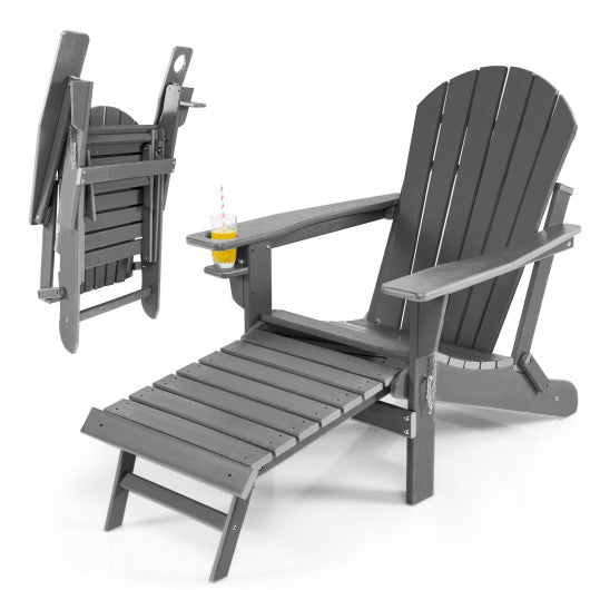  - Patio All - Weather Folding Adirondack Chair with Pull - Out Ottoman - Outdoor Style Company