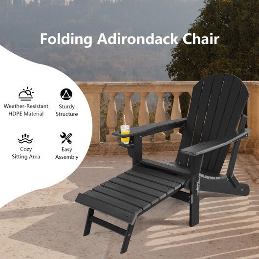  - Patio All - Weather Folding Adirondack Chair with Pull - Out Ottoman - Outdoor Style Company