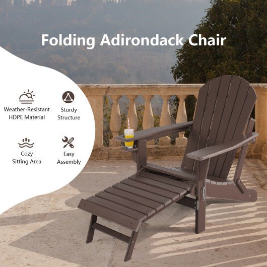  - Patio All - Weather Folding Adirondack Chair with Pull - Out Ottoman - Outdoor Style Company