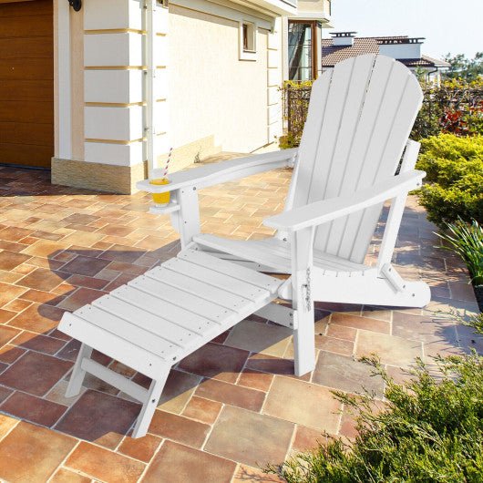  - Patio All - Weather Folding Adirondack Chair with Pull - Out Ottoman - Outdoor Style Company