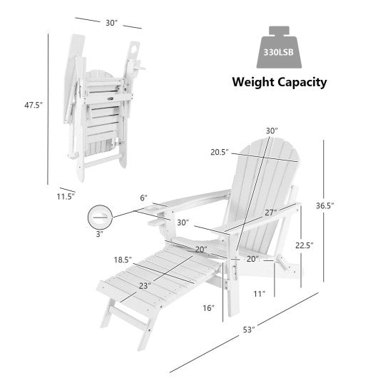  - Patio All - Weather Folding Adirondack Chair with Pull - Out Ottoman - Outdoor Style Company