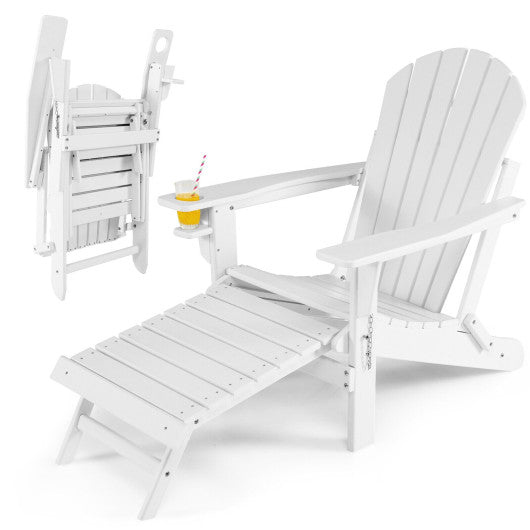  - Patio All - Weather Folding Adirondack Chair with Pull - Out Ottoman - Outdoor Style Company