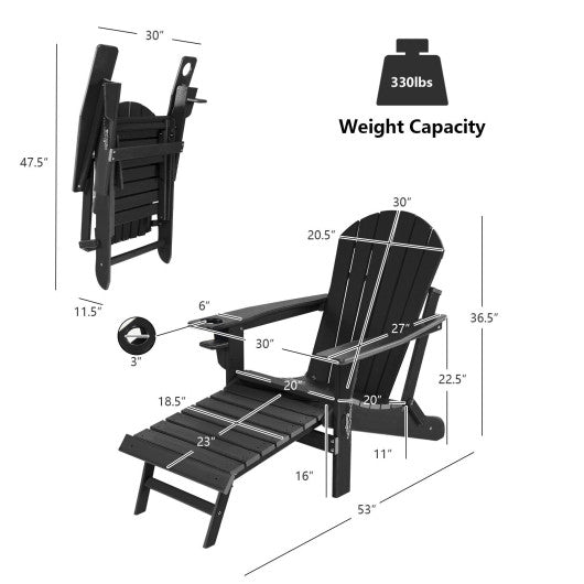  - Patio All - Weather Folding Adirondack Chair with Pull - Out Ottoman - Outdoor Style Company