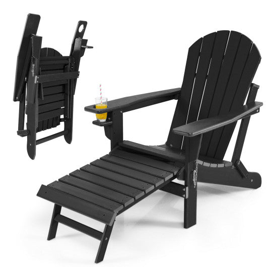  - Patio All - Weather Folding Adirondack Chair with Pull - Out Ottoman - Outdoor Style Company