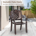  - Patio Cast Aluminum Dining Chairs Set of 2 Metal Armchairs Stackable - Outdoor Style Company