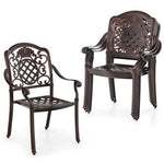  - Patio Cast Aluminum Dining Chairs Set of 2 Metal Armchairs Stackable - Outdoor Style Company