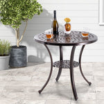  - Patio Cast Aluminum Table 31 Inch Diameter Round Table with Umbrella Hole - Outdoor Style Company