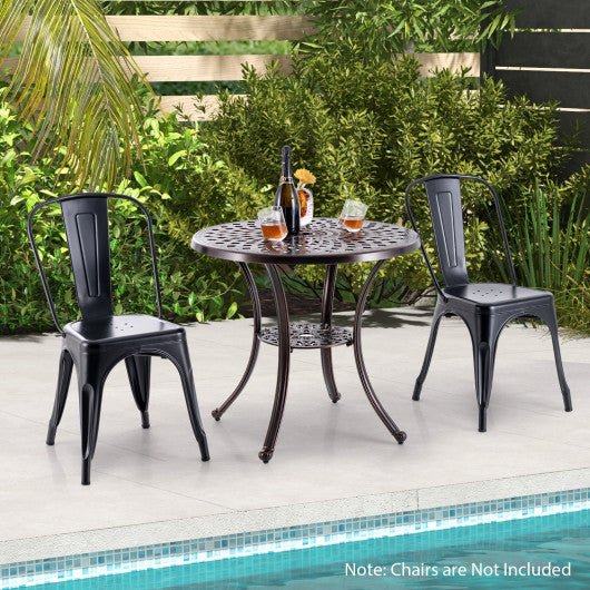  - Patio Cast Aluminum Table 31 Inch Diameter Round Table with Umbrella Hole - Outdoor Style Company