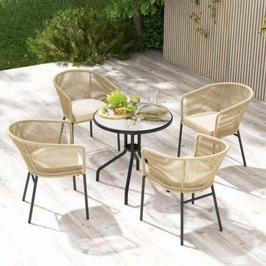  - Patio Chairs Set of 4 with Curved Backrest and Seat Cushion for Patio - Outdoor Style Company