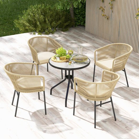  - Patio Chairs Set of 4 with Curved Backrest and Seat Cushion for Patio - Outdoor Style Company
