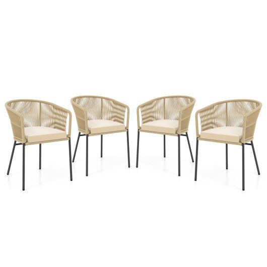  - Patio Chairs Set of 4 with Curved Backrest and Seat Cushion for Patio - Outdoor Style Company