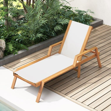  - Patio Chaise Lounge Chair with Armrests and Fabric Seat for Backyard - Outdoor Style Company