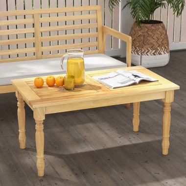  - Patio Coffee Table with Solid Teak Wood Structure and Slatted Tabletop - Outdoor Style Company