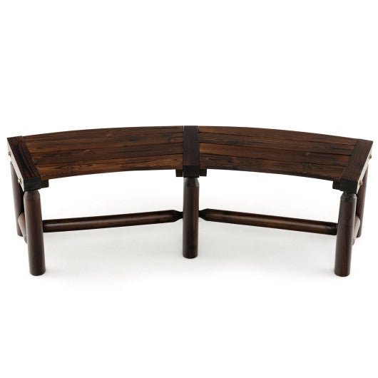  - Patio Curved Bench for Round Table Spacious and Slatted Seat - Outdoor Style Company