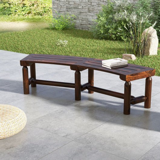  - Patio Curved Bench for Round Table Spacious and Slatted Seat - Outdoor Style Company