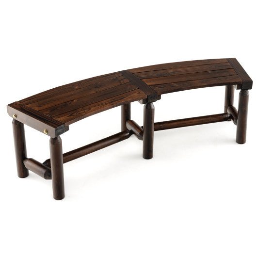  - Patio Curved Bench for Round Table Spacious and Slatted Seat - Outdoor Style Company