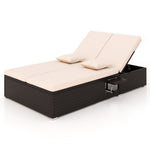  - Patio Double Chaise Lounge with Cushions and Folding Side Trays - Outdoor Style Company