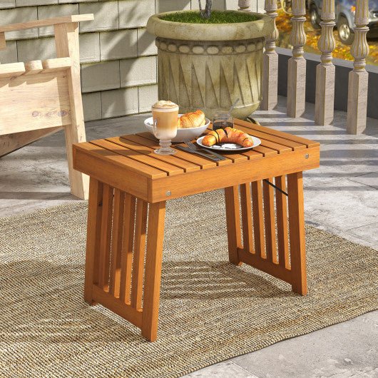  - Patio Foldable Side Table with Slatted Tabletop for Backyard - Outdoor Style Company