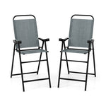  - Patio Folding Bar Stool Set of 2 with Metal Frame and Footrest - Outdoor Style Company