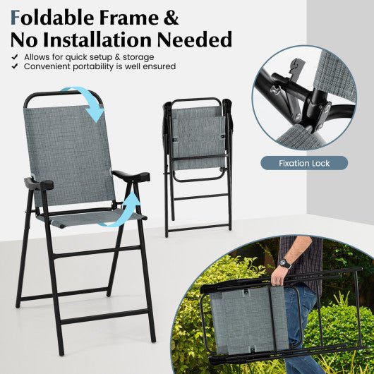  - Patio Folding Bar Stool Set of 2 with Metal Frame and Footrest - Outdoor Style Company