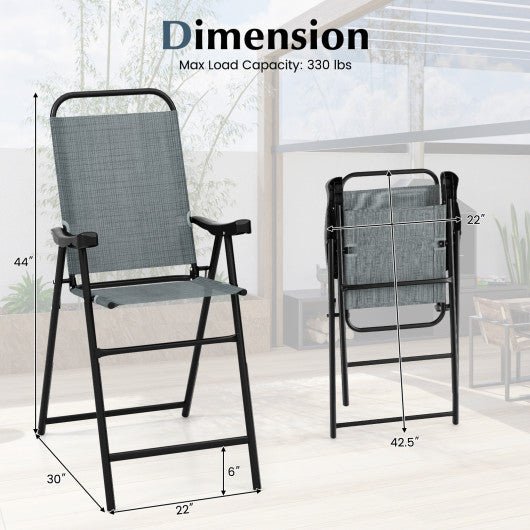  - Patio Folding Bar Stool Set of 2 with Metal Frame and Footrest - Outdoor Style Company