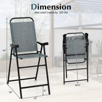  - Patio Folding Bar Stool Set of 2 with Metal Frame and Footrest - Outdoor Style Company