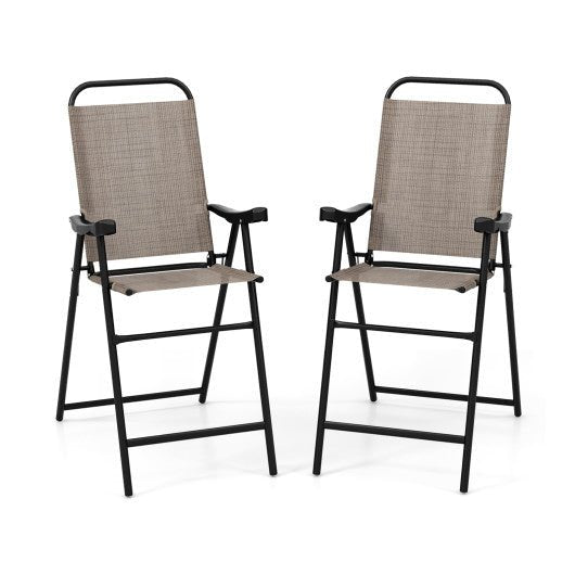  - Patio Folding Bar Stool Set of 2 with Metal Frame and Footrest - Outdoor Style Company