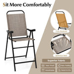  - Patio Folding Bar Stool Set of 2 with Metal Frame and Footrest - Outdoor Style Company