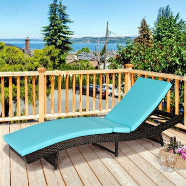  - Patio Folding Chaise Lounge with 5 Adjustable Levels and Cushion - Outdoor Style Company