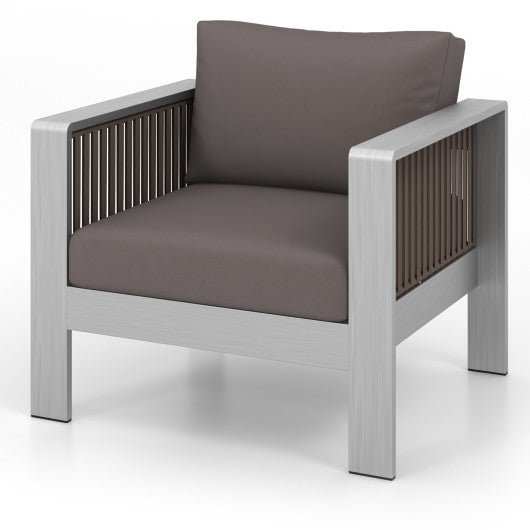  - Patio Furniture Aluminum Armchair with Thick Back and Seat Cushion - Outdoor Style Company