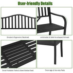  - Patio Garden Bench Steel Frame with Adjustable Center Table - Outdoor Style Company