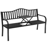  - Patio Garden Bench Steel Frame with Adjustable Center Table - Outdoor Style Company