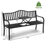  - Patio Garden Bench Steel Frame with Adjustable Center Table - Outdoor Style Company