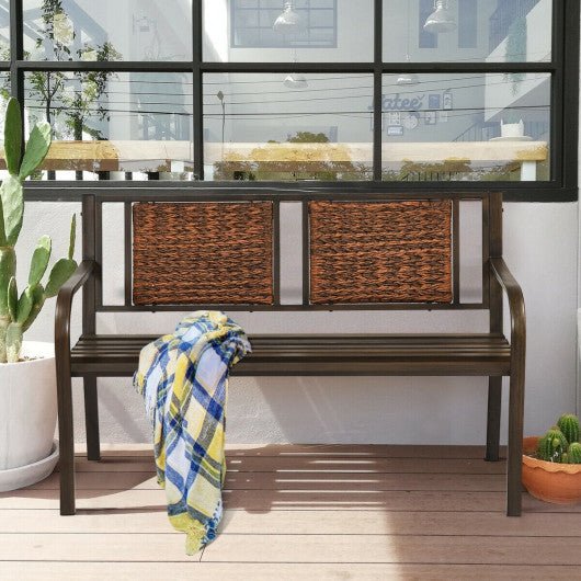  - Patio Garden Bench with Powder Coated Steel Frame - Outdoor Style Company