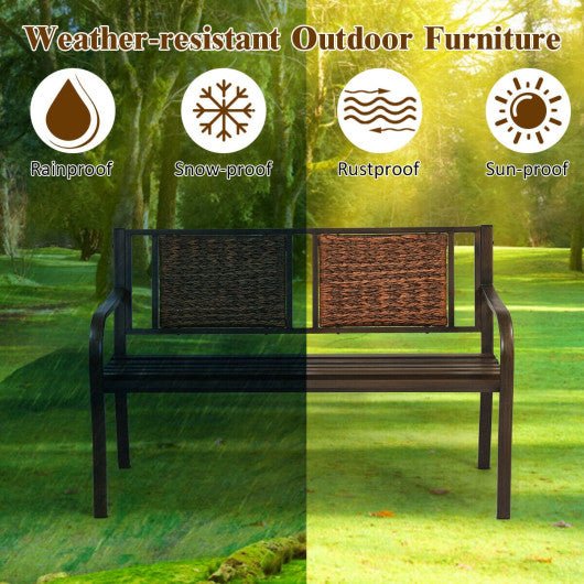  - Patio Garden Bench with Powder Coated Steel Frame - Outdoor Style Company