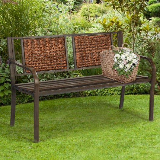  - Patio Garden Bench with Powder Coated Steel Frame - Outdoor Style Company