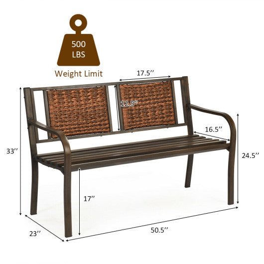  - Patio Garden Bench with Powder Coated Steel Frame - Outdoor Style Company