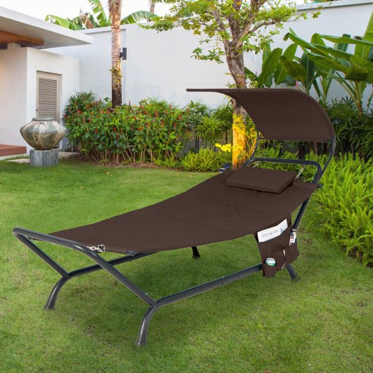  - Patio Hanging Chaise Lounge Chair with Canopy Cushion Pillow and Storage Bag - Outdoor Style Company