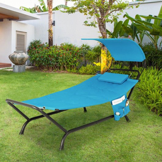  - Patio Hanging Chaise Lounge Chair with Canopy Cushion Pillow and Storage Bag - Outdoor Style Company