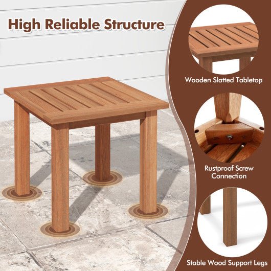  - Patio Hardwood Square Side Table with Slatted Tabletop - Outdoor Style Company