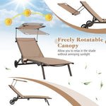  - Patio Heavy - Duty Adjustable Chaise Lounge Chair with Canopy Cup holder and Wheels - Outdoor Style Company