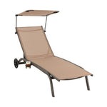  - Patio Heavy - Duty Adjustable Chaise Lounge Chair with Canopy Cup holder and Wheels - Outdoor Style Company